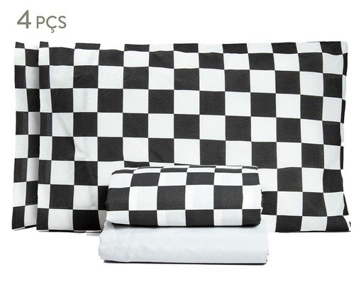 Jogo de Lençol Misto Classic Essencialle Xadrez Old School Preto, multicolor | WestwingNow