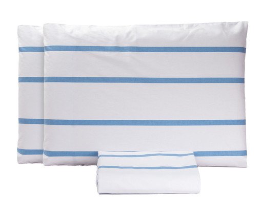 Jogo de Lençol Inferior Tous Les Jours Estampado Listra Pijama Azul, multicolor | WestwingNow