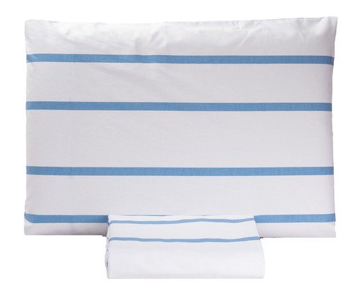 Jogo de Lençol Inferior Tous Les Jours Estampado Listra Pijama Azul, multicolor | WestwingNow