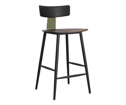 Banqueta Analu Preto e Verde Sálvia, black | WestwingNow