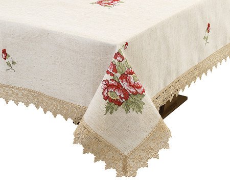 Toalha de Mesa com Renda Guipir Bege