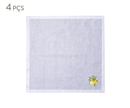 Jogo de Guardanapos Bordado Limão Siliciano | Westwing