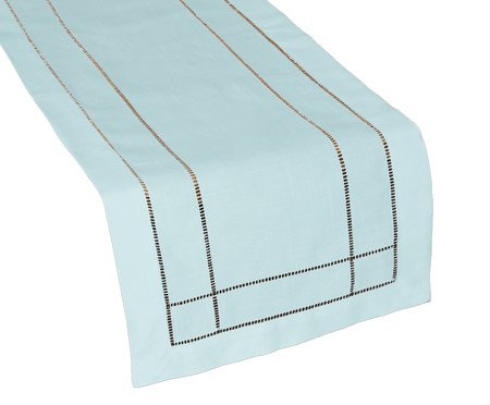 Caminho de Mesa com Ponto Ajour Azul Claro | Westwing