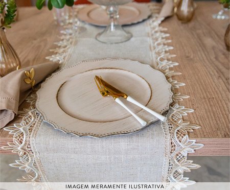 Caminho de Mesa com Renda Guipir Bege | Westwing