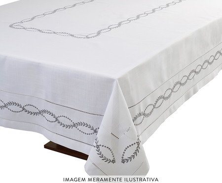 Toalha de Mesa Bordada Erlian Branca | Westwing