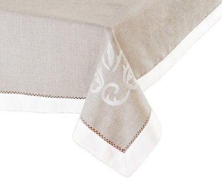 Toalha de Mesa Quadrada Bordada com Ajour Bege | Westwing