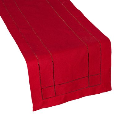 Caminho de Mesa com Ponto Ajour Vermelho | Westwing