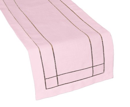 Caminho de Mesa com Ponto Ajour Rosa Claro | Westwing