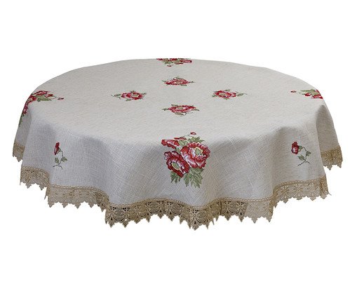 Toalha de Mesa Redonda com Renda Guipir Bege, Colorido | WestwingNow