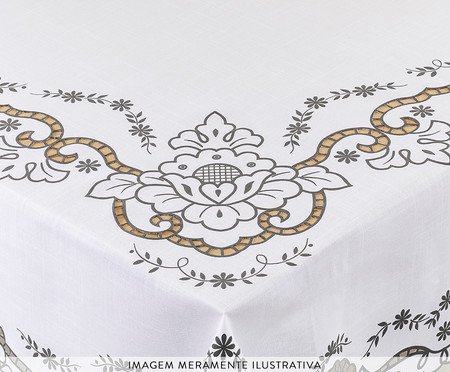 Toalha de Mesa com Bordado a Laser Branco | Westwing