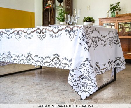 Toalha de Mesa com Bordado a Laser Branco | Westwing