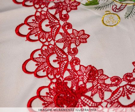 Toalha de Bandeja Bordada Natal Sinos Vermelho | Westwing
