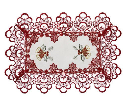 Toalha de Bandeja Bordada Natal Sinos Vermelho, Colorido | WestwingNow