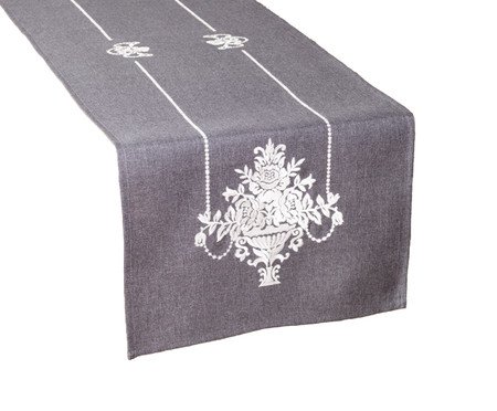 Caminho de Mesa Bordado Cinza | Westwing