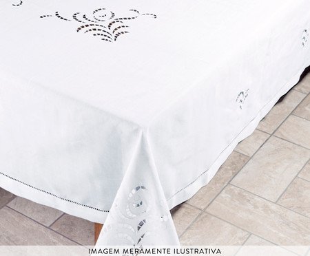 Toalha de Mesa com Richelieu Branca | Westwing