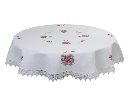 Toalha de Mesa Redonda com Renda Guipir Branca | Westwing