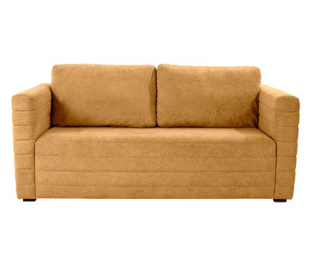 Sofá Gom em Boucle aveludado - Amarelo Ocre | Westwing