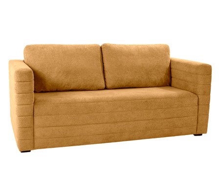 Sofá Gom em Boucle aveludado - Amarelo Ocre | Westwing