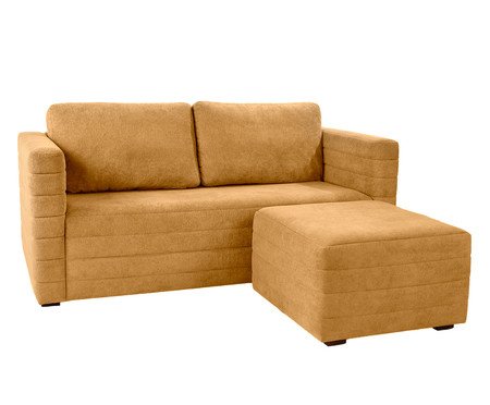 Sofá Gom em Boucle aveludado - Amarelo Ocre | Westwing