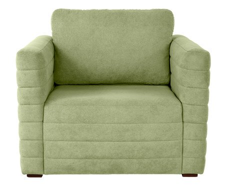 Poltrona com Puff Gom em Boucle aveludado - Verde | Westwing