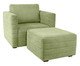 Poltrona com Puff Gom em Boucle aveludado - Verde, green | WestwingNow