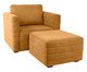 Poltrona com Puff Gom em Boucle aveludado - Amarelo Ocre, yellow | WestwingNow