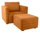 Poltrona com Puff Gom em Boucle aveludado - Terracota, Terracotta | WestwingNow