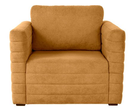 Poltrona Gom em Boucle aveludado - Amarelo Ocre | Westwing
