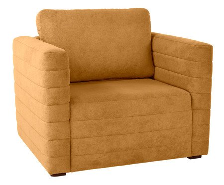 Poltrona Gom em Boucle aveludado - Amarelo Ocre | Westwing