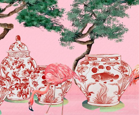 Papel de Parede Pink Flamingos Rosé | Westwing