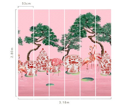 Papel de Parede Pink Flamingos Rosé | Westwing