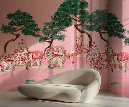 Papel de Parede Pink Flamingos Rosé | Westwing