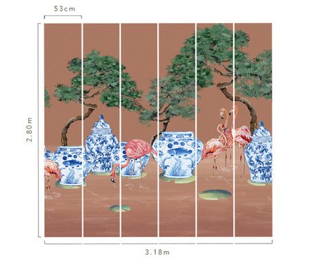 Papel de Parede Pink Flamingos Pêssego | Westwing