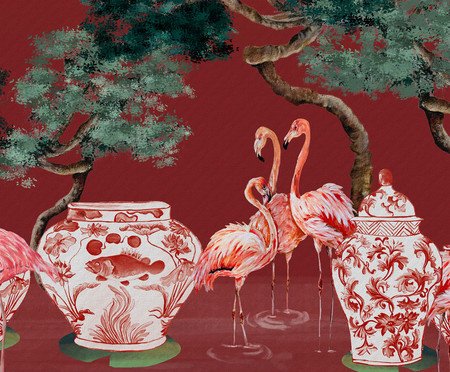 Papel de Parede Pink Flamingos Rouge | Westwing