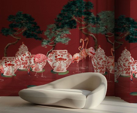 Papel de Parede Pink Flamingos Rouge | Westwing