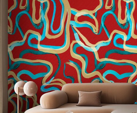 Papel de Parede Gestual Vermelho | Westwing