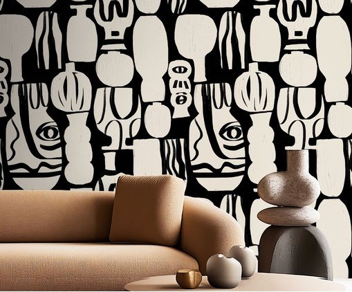 Papel de Parede Ânfora Preto e Branco, Colorido | WestwingNow
