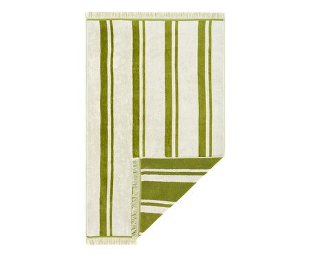Toalha de Praia com franja Amalfi Verde e Off-White | Westwing