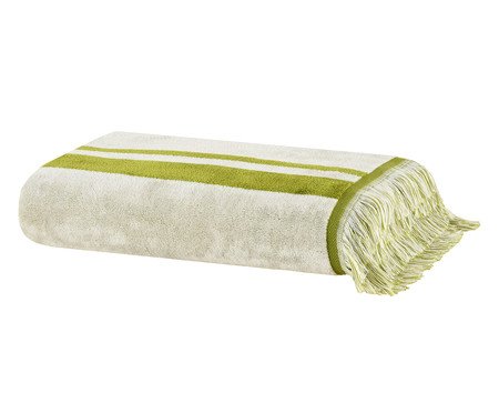 Toalha de Praia com franja Amalfi Verde e Off-White | Westwing