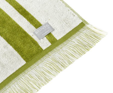 Toalha de Praia com franja Amalfi Verde e Off-White | Westwing