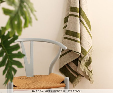 Toalha de Praia com franja Amalfi Verde e Off-White | Westwing