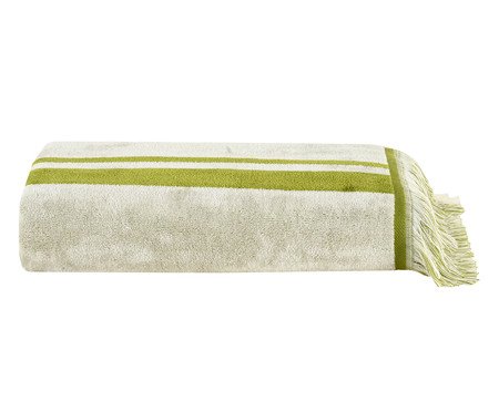 Toalha de Praia com franja Amalfi Verde e Off-White | Westwing