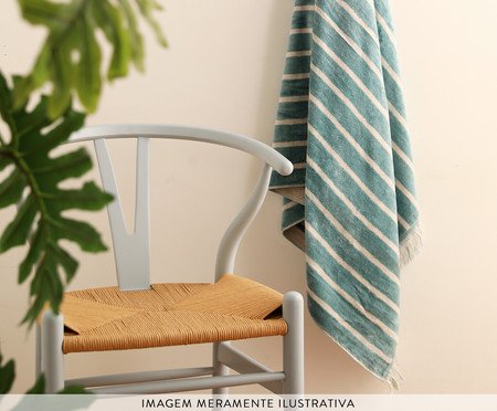 Toalha de Praia com franja Riviera Azul e Off-White | Westwing