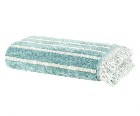 Toalha de Praia com franja Riviera Azul e Off-White | Westwing