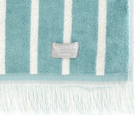 Toalha de Praia com franja Riviera Azul e Off-White | Westwing