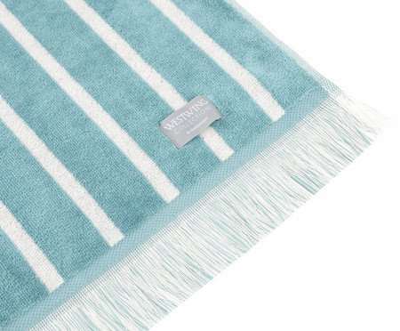 Toalha de Praia com franja Riviera Azul e Off-White | Westwing