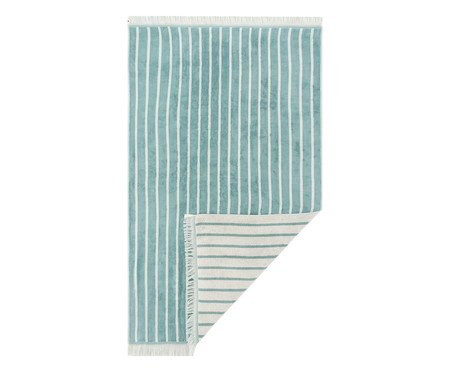 Toalha de Praia com franja Riviera Azul e Off-White | Westwing
