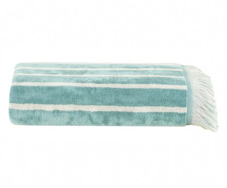 Toalha de Praia com franja Riviera Azul e Off-White | Westwing