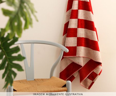 Toalha de Praia Maldivas Vermelho e Off-White | Westwing