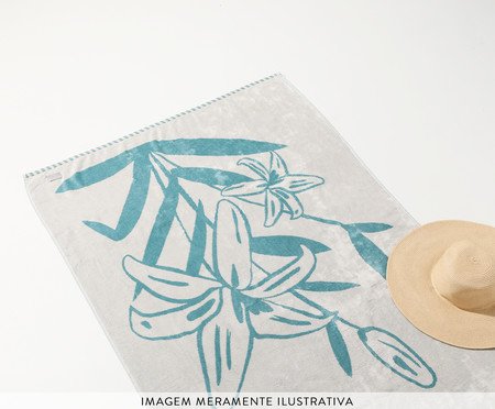 Toalha de Praia Lirio Azul e Off-White | Westwing